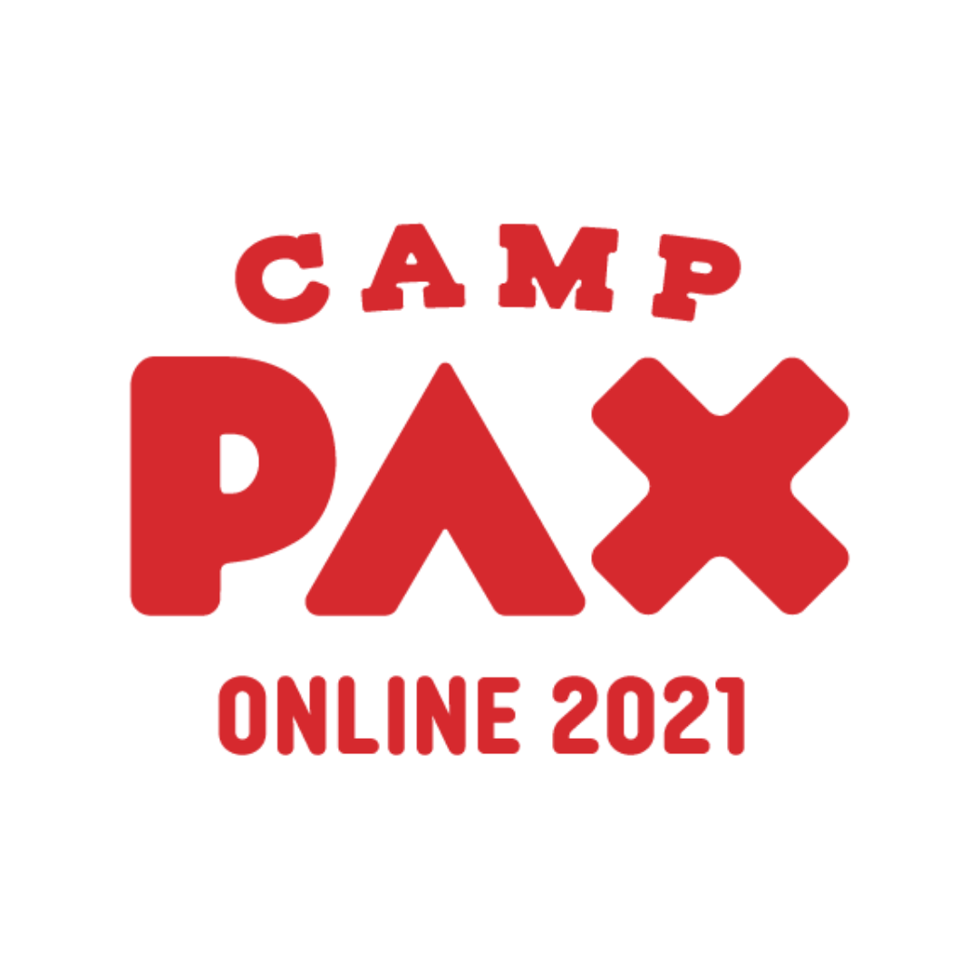 White background with red logo that reads "Camp PAX Online 2021."