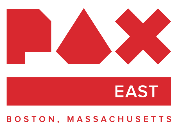 White background with red lettering that reads "PAX East: Boston, Massachusetts"